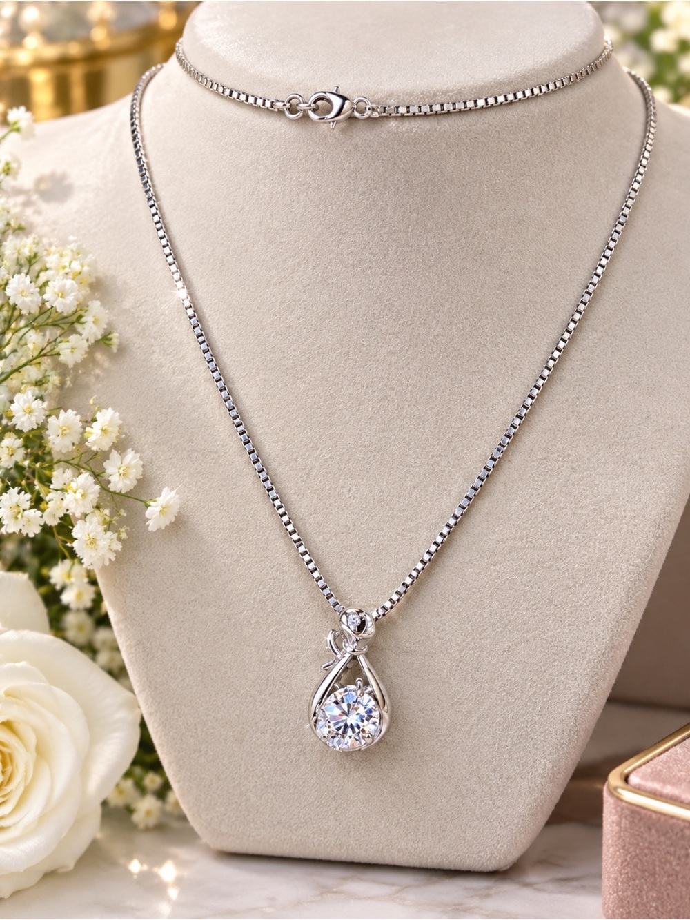 Stainless steel AAA CZ  Necklace & pendant  Silver
